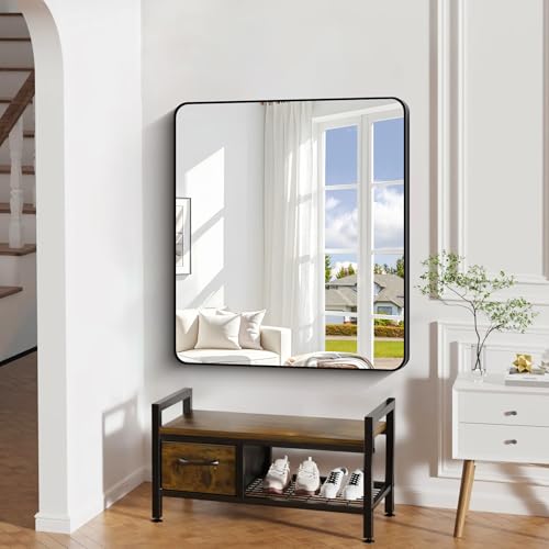 Image of DESBING 40 inch x 36 inchBathroom Mirror, Matte Black Wall Mirror with Metal Frame, Decorative Rectangular Vanity Mirror for Bedroom Bathroom Living Room Entryway (Horizontal /Vertical)