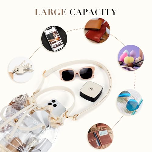 Image of Missnine Clear Bag for Stadium Approved, Clear Crossbody Bucket Bag Transparent PVC Purse for Women, Concert Stadium Events
