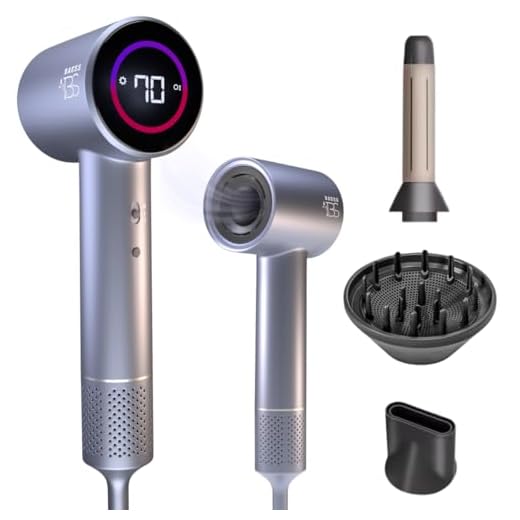 Baess PrestigePro Föhn met Diffuser - Ionische Haardroger - 8 Standen - Krullen - 110.000RPM - Airstyler - Hair Dryer - Reisföhn (Grijs)