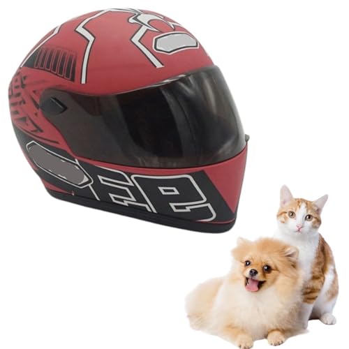 Pet Motorcycle Helmet Dog/Cat Full Face Motorcycle Helmet Outdoor Motorcycle Bike Riding Helmet Hat for Cat Dog Doggie Puppy Kitten Pet Supplies Racing Car Fan Collectible Small Gift (Red93)