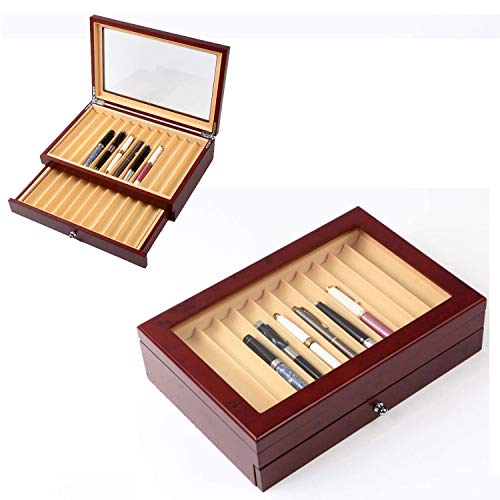 Myoyay 2 Layer Wood Pen Display Box 23 Slot Pen Storage Organizer Box Luxury Fountain Pen Collector Case With Lid For Shop Or Home, Red #TOP5