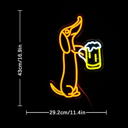 LMSIGNLY Dachshund Neon Schild für Wand Dekor Dackel LED Neon Licht Bar Neon Lichter Bier LED Neon Schilder für Haustier Shop Bar Pub Party Hund Liebhaber Dackel Geschenke Dachshund Christmas Decor