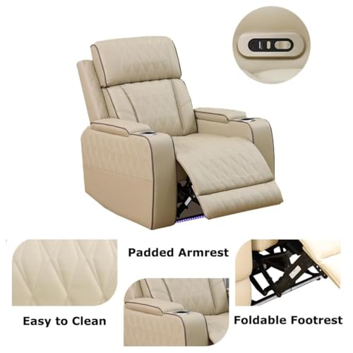 Sillón reclinable cuero Caqui miniatura 3