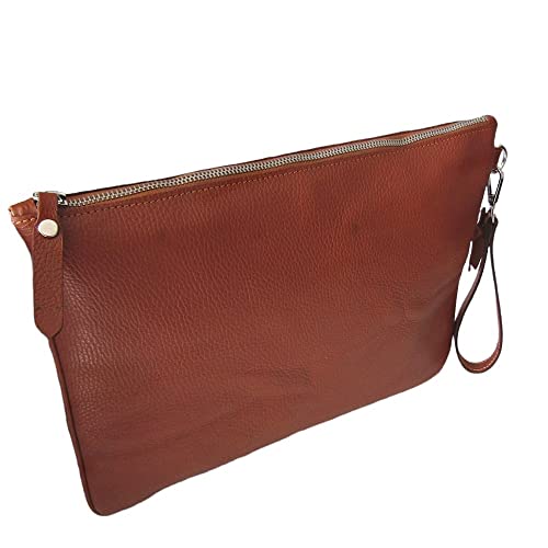 FAST WORLD SHOPPING ® Borsa Porta Documenti Vera Pelle Cartella Portadocumenti Cartellina Porta Documenti Borsello Portadocumenti Made In Italy Borsa Donna Borsa Uomo Borsa Tablet PC Unisex Cuoio