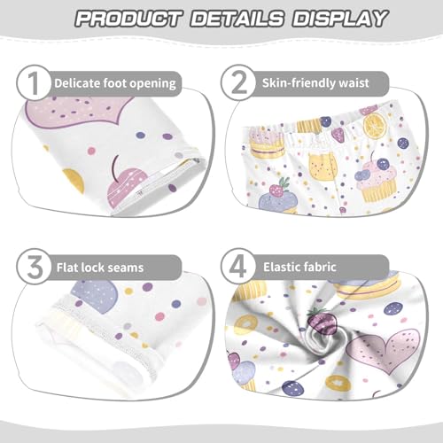 Cute Cake Heart Girls Leggings Ultra Soft Compression Yoga Gym Pants for Kids 4-10T3