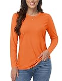 YUCOLEN Womens Orange Long Sleeve T Shirts Cotton Long Sleeve Shirts Women Soft Womens T Shirts Size XXL