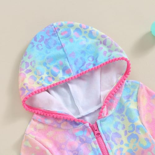 Image of Girls Terry Cloth Swim Cover Up Zip Up Hooded Bathing Suit Coverup Wraps Rufled Kids Pool Beach Robe Cover-Up Dress
