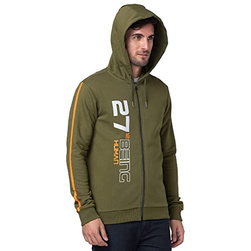 Image of Being Human Men's Solid Cotton Blend Soft Comfortable Long Sleeve Hoody