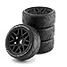 Chanmoo 1/8 RC On Road Car Tires and Wheels Rims 17mm Hex OD 103mm Rubber Rally Tyres for 1:8 Scale RC On-Road Racing Car HPI WR8 HSP Hobao ARRMA Redcat Losi Kyosho VRX RC Drift Car 4PCS (Black)