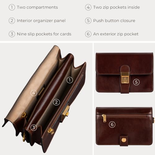 Image of Time Resistance Leather Clutch - Men's Organizer Wrist Bag - Briefcase Handmade in Italy
