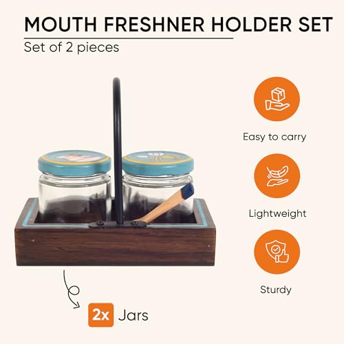 Image of AAKRITI ART CREATIONS Pichhwai Art Mukhwas Serving Jars and Tray | Handcrafted Pichhwai Art Storage Jars | Kitchen Decoration Items Stylish Tray & Jars | Kitchen Containers