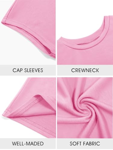 Image of Imily Bela Girls Short Sleeve T Shirts Crew Neck Cap Sleeve Tank Tops Casual Loose Summer Shirt Kids 5-14 Years