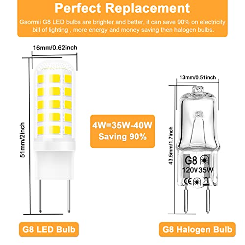 Image of G8 Led Bulb Dimmable Under Microwave Light Bulb 50W Halogen Replacement for GE Samsung LG Over the Range Microwave Hood,120V 5W 500LM Natural White 4000K,Replaces WB08X10057,WB08X10051,2 Pack