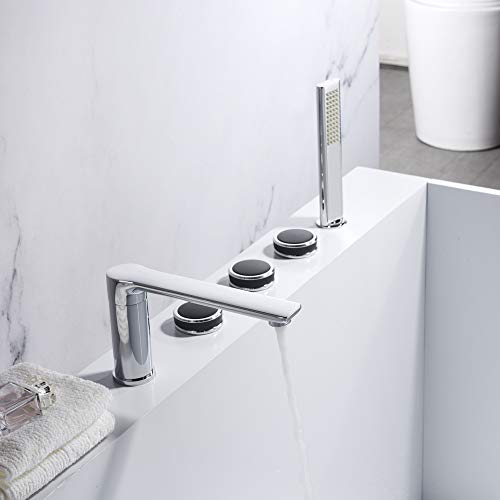 Robinet de baignoire en laiton chromé chic avec douchette - 2