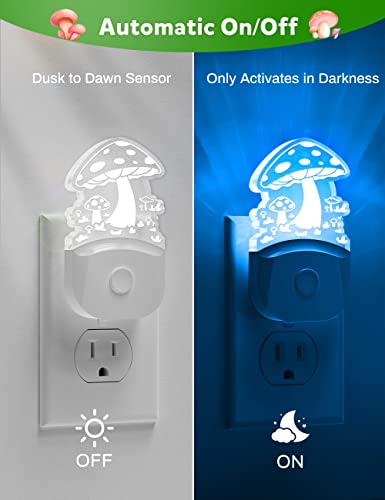 Image of Mushroom Night Light [2 Pack], Plug in Lamp, 8 Color Changing LED Night Lights for Adults Kids Baby Children NightLight Wall Mushroom Decor Lamp for Bedroom Bathroom,Toilet,Stairs,Kitchen,Hallway