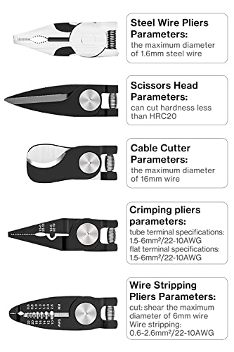 Lytool 5 In 1 Combination Interchangeable Pliers Kit, Wire Stripper, Wire Crimper(22-10Awg), Linesman Pliers, Wire Cutter, Tin Snips For Cutting Metal Sheet, Chrome Vanadium Steel Forged Blade #TOP1