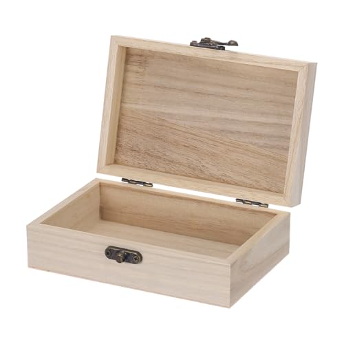 蝶番が付いている未完成の木の箱小さい記憶箱の容器 5.9 "x3.9 "x2" 技術、芸術の趣味、家の装飾のための収納箱 (ベージュ)
