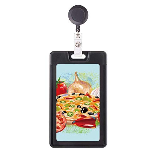 Porte-badge rétractable Pizza enrouleur badge tomate ail