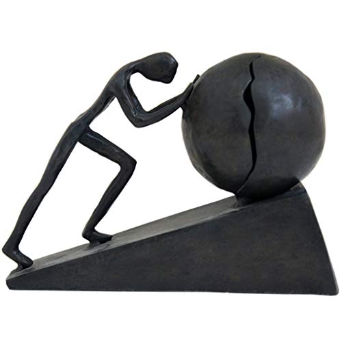image for Amperer Man with Sphere Iron Statue Metal Sculpture Sportsman Art Meta