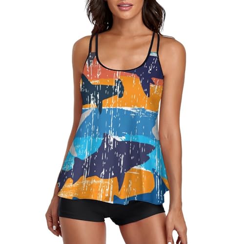 Maillot de bain tankini couvrant avec short de garçon coupe ventre plat