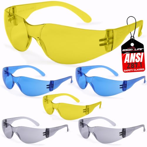 Image of BISON LIFE Assorted Safety Glasses for Men & Women ANSI Z87.1, 6 Pack