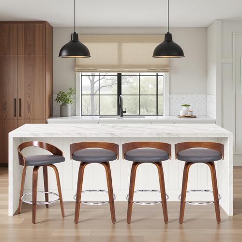 Armen Living Sonia 26" Counter Height Swivel Gray Faux Leather