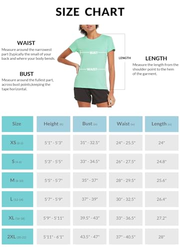 BALEAF Camisa Feminina de Corrida de Manga Curta Atléticas, Leves, Secagem Rápida, Treino, Yoga, Gol