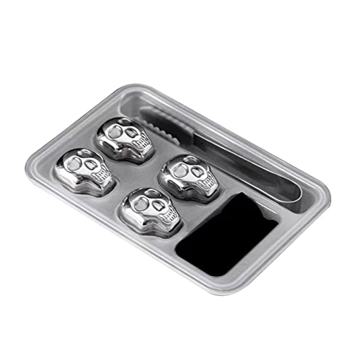 Hattba Pierres de refroidissement réutilisables en acier inoxydable en forme de crâne