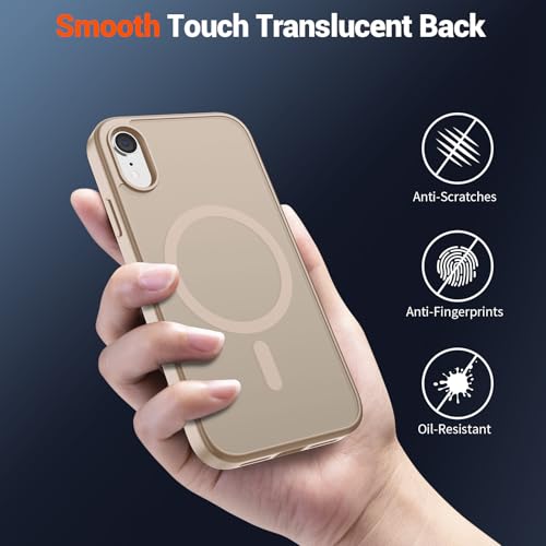Image of SUPFINE Magnetic for iPhone XR Phone Case Desert Gold | With Screen Protector, Translucent Matte, Compatible with MagSafe, Military Grade Drop Proof, Rugged Shockproof Protective
