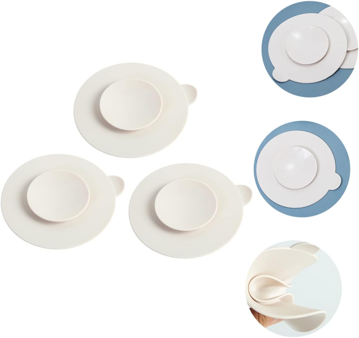 3pcs Food Grade Silicone Suction Bowl Mats with Strong Suction for Microwave Dishwasher Safe Non Slip Flexible Placemat Pads for Independent Eating and Table Protection