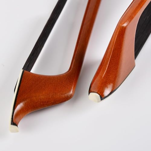 Image of Mozart Professional 4 /4 Brazilwood Violin Bow - Ebony Frog, Black Horsehair, Balanced Lightweight Design for Students & Advanced Players
