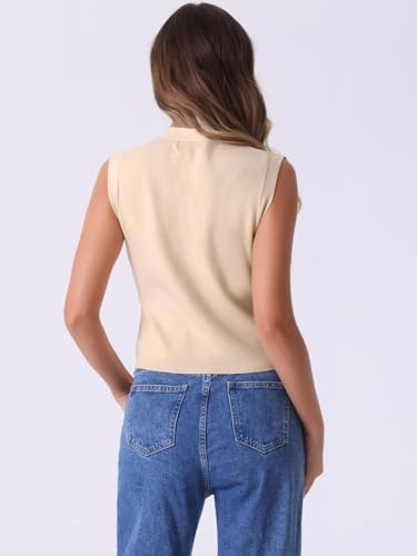 Image of Allegra K Vest Tops for Women Sleeveless Sweater V Neck Cropped Button Up Business Casual Knit Tank Tops