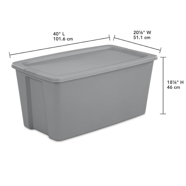 Plastic Storage Bin 50 Gallon with Snap-on Lid Plastic Latching Box for Storage, Gray