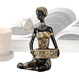 Esculturas de Arte Africano | Organizador de Almacenamiento de Pirámides de Centro de Mesa | Bandeja de Almacenamiento de Figura Femenina Tribal | Para Dormitorio Estante de Escritorio Gabinete