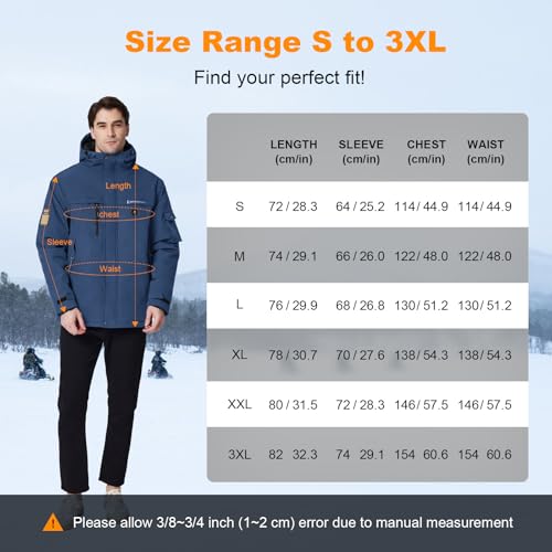 Brimekey Chaqueta Calefactable Hombre con Forro Polar, Abrigo Calefactable con Batería Externa 7,4V 12000mAh, Chaqueta Impermeable Antiviento 6 Zonas de Calor 3 Niveles para Ski Senderismo Camping - imagen 7