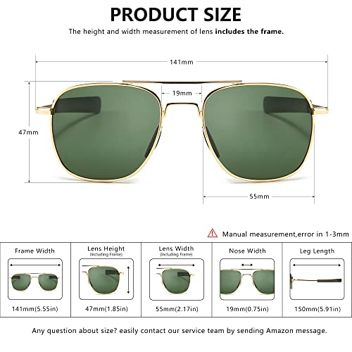 Image of SUNGAIT Men's Military Style Polarized Pilot Aviator Sunglasses - Bayonet Temples