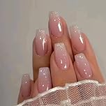 Unghie Finte Rosa, Adesive, Corte, 24 Pezzi - Quadrato Corto, French Da Incollare Con Colla, Arte Per Unghie In Acrilico Per Donna, Ragazze, Ballerina