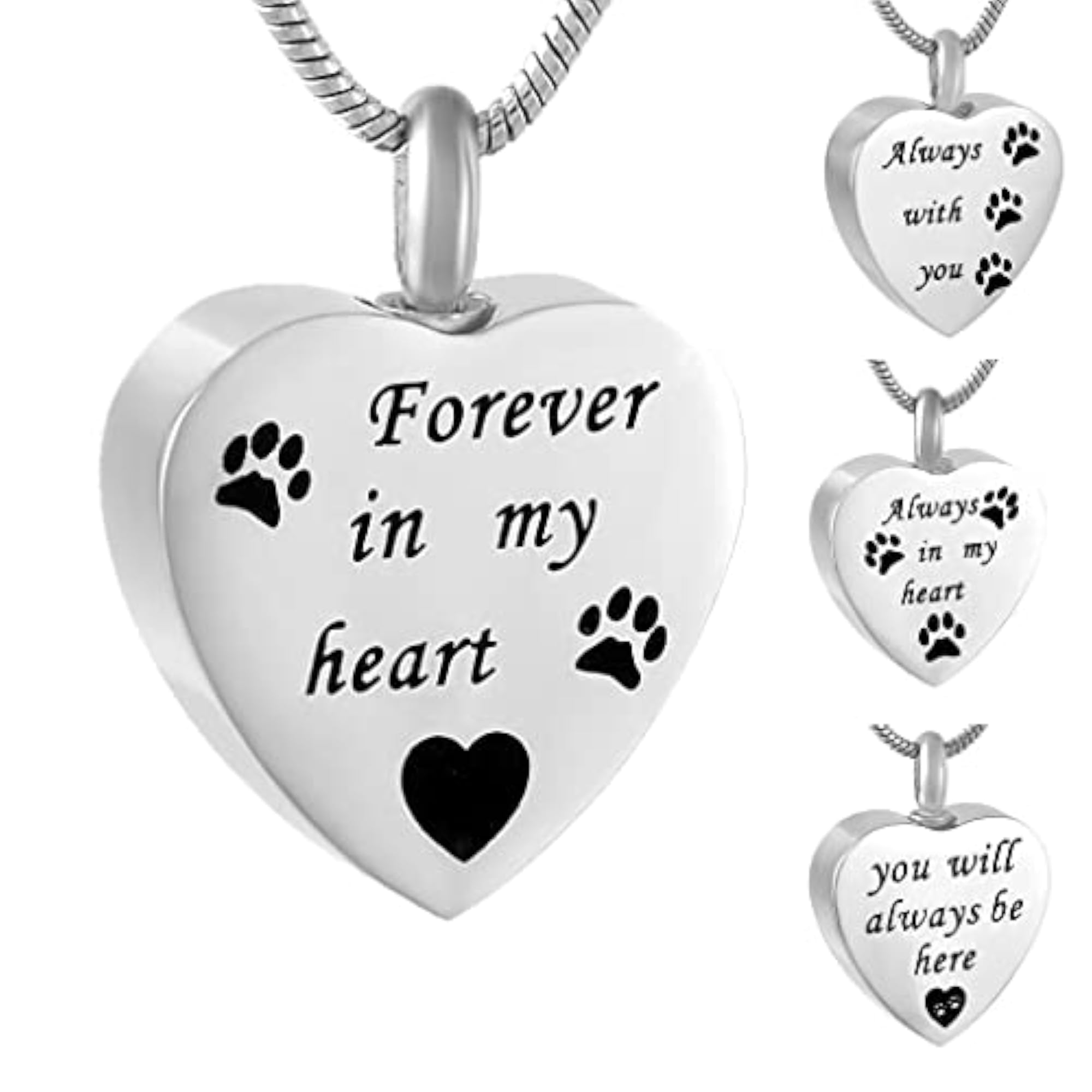 Stainless Steel Heart Cremation Urn Ashes Necklace