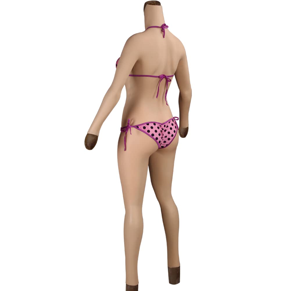 7th Generation Oil-free Silicone Body Suit Breastplate for Crossdresser Drag Queen Transgender Can Insert and Pee (Ivory White, D Silicone Filler)