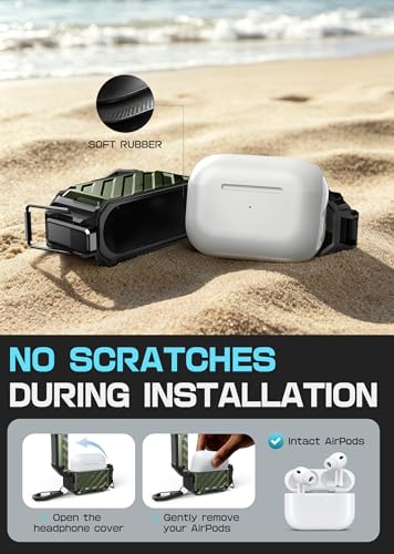 Coque AirPods Pro 3 SUPCASE antichoc vert avec mousqueton