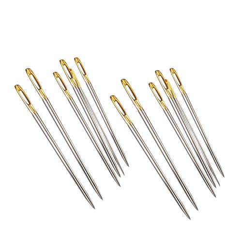 Utoolmart 手縫い針 手縫針 レザークラフト用針 縫製用 セット 粗い編み糸 厚地縫い用 大きい針穴 刺繍 服補修用 7# 6枚 2セット 炭素鋼 ニードル 革用針 手芸DIY工具 革工具