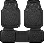 CAR PASS Heavy Duty Rubber Car Floor Mats, Waterproof Universal Trim-to-Fit Car Mats All Weather Floor Mats for SUV Truck Sedan, Premium Auto Floor Mats Full Set 3 Piece Anti-Slip, Solid Pure Black