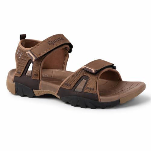 Image of Men's Sports Sandals | Lightweight Outdoor Trekking Sandals | Adjustable Velcro Straps | Cushioned Footbed | Anti-Skid Sole | Comfortable Walking Sandals for Men (Blue /Grey)
