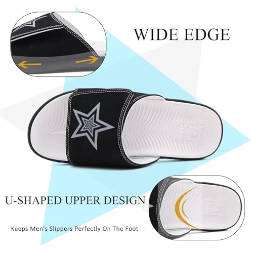 Image of KuaiLu Mens Athletic Slides Wide Adjustable Arch Support Sport Sandals | Soft Cushioned Open Toe Summer Slippers for Plantar Fasciitis Slip On House Shoes Indoor Outdoor
