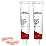 Uoxmiy 2 PCS Cushion Grip Denture Adhesive Gel for Full & Partial Dentures,Comfortable Refit Cushion Grip for Dentures,Waterproof False Teeth Adhesive,Extra Strong Hold up to 4 Days