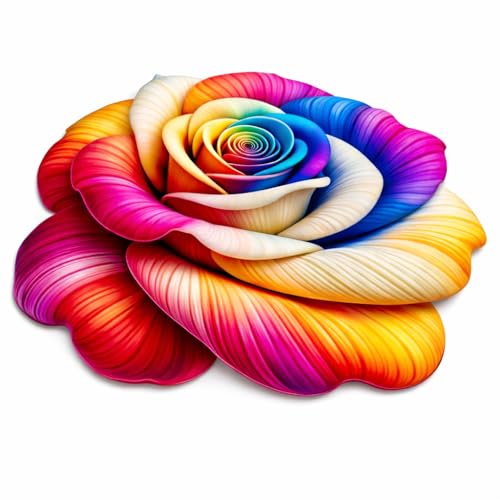 Image of Decorative 3D Rose Floor Mat | Anti-Slip, Water Absorbent & Machine Washable | Premium Soft Microfiber Decorative Rug for Home, Living Room & Bedroom | 24x24 Inch, (Multy Shade, Rose)