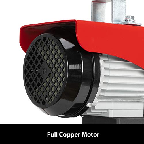 TUFFIOM 440 LBS Lift Electric Hoist Crane, 120V Electric Winches Wire Remote Control, Carbon Steel Overhead Ceiling Mount Garage Pulley, Single/Double Slings