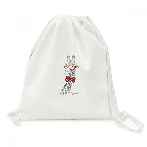 Toile Drawstring Backpack avec lunettes de girafe pour voyage et shopping
