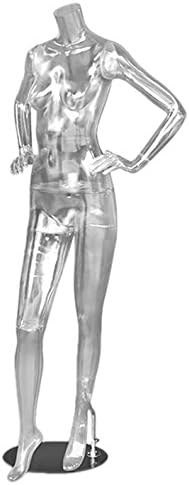 AMKO CLAIR2 Clear Base Female Mannequin, Both Hands On Hips, 66 3/4" Height