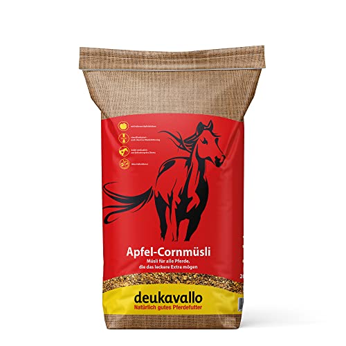 deukavallo Apfel-Cornmüsli 20 kg | Pferdemüsli | Pferdefutter | Eiweißreduziertes Pferdemüsli mit leckerem Apfel | Pferde Ergänzungsfutter Cover